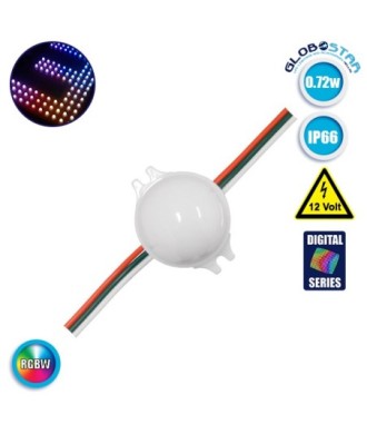 20 Τεμάχια x LED Magic Digital Στρογγυλό Module Φ3 CM RGBW 0.72W 12V GloboStar 30544